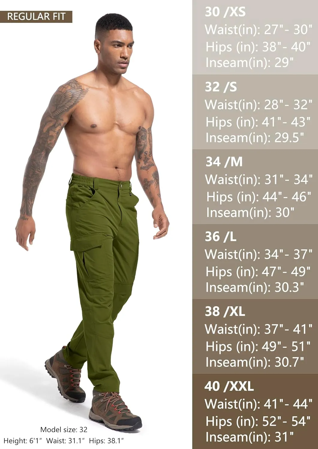 Men's Lightweight Hiking Cargo Work Pants Quick Dry Water Resistant Fishing Travel Climbing Outdoor Stretch Pants