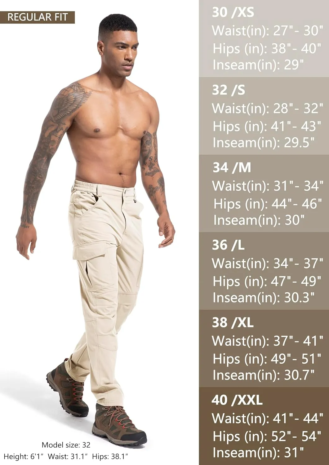 Men's Lightweight Hiking Cargo Work Pants Quick Dry Water Resistant Fishing Travel Climbing Outdoor Stretch Pants