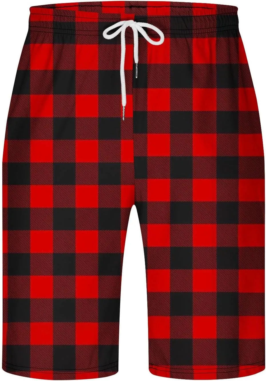 Mens Plaid Pajama Shorts Casual Loose Beach Shorts Lounge Shorts Soft Comfy Sleepwear Short Pants