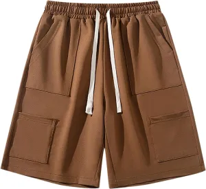 Mens Running Shorts Summer Fashion Loose Solid Color Quick Dry Workout Shorts Drawstring Lightweight Basketball Shorts