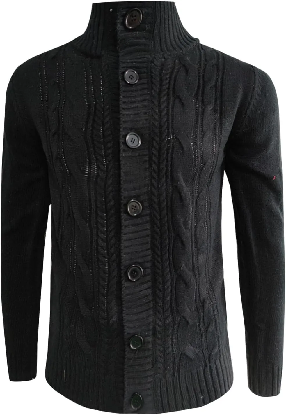 Mens Shawl Collar Cable Knitted Cardigan Sweaters Button Down Loose Fit Knitwear Open Front Sweaters Winter Outwear