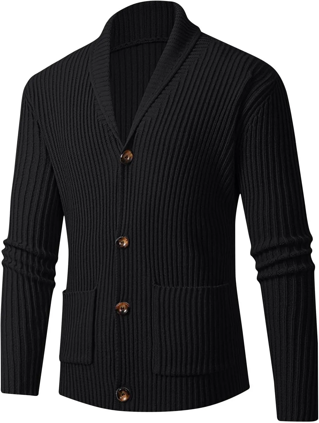 Mens Shawl Collar Cardigan Sweaters Button Down Open Front Knitwear Slim Fit Cable Knitted Ribbed Jackets Outerwear