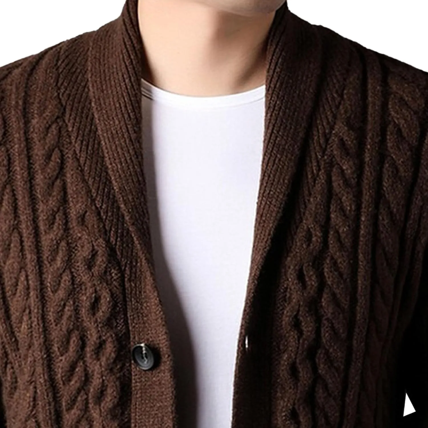 Mens Sweater Shawl Collar Cable Knit Cardigan Fashion Slim Fit Knit Clothes Coat Button Down Open Front Sweaters