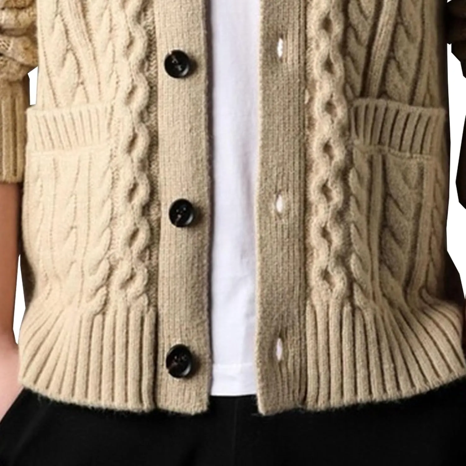 Mens Sweater Shawl Collar Cable Knit Cardigan Fashion Slim Fit Knit Clothes Coat Button Down Open Front Sweaters