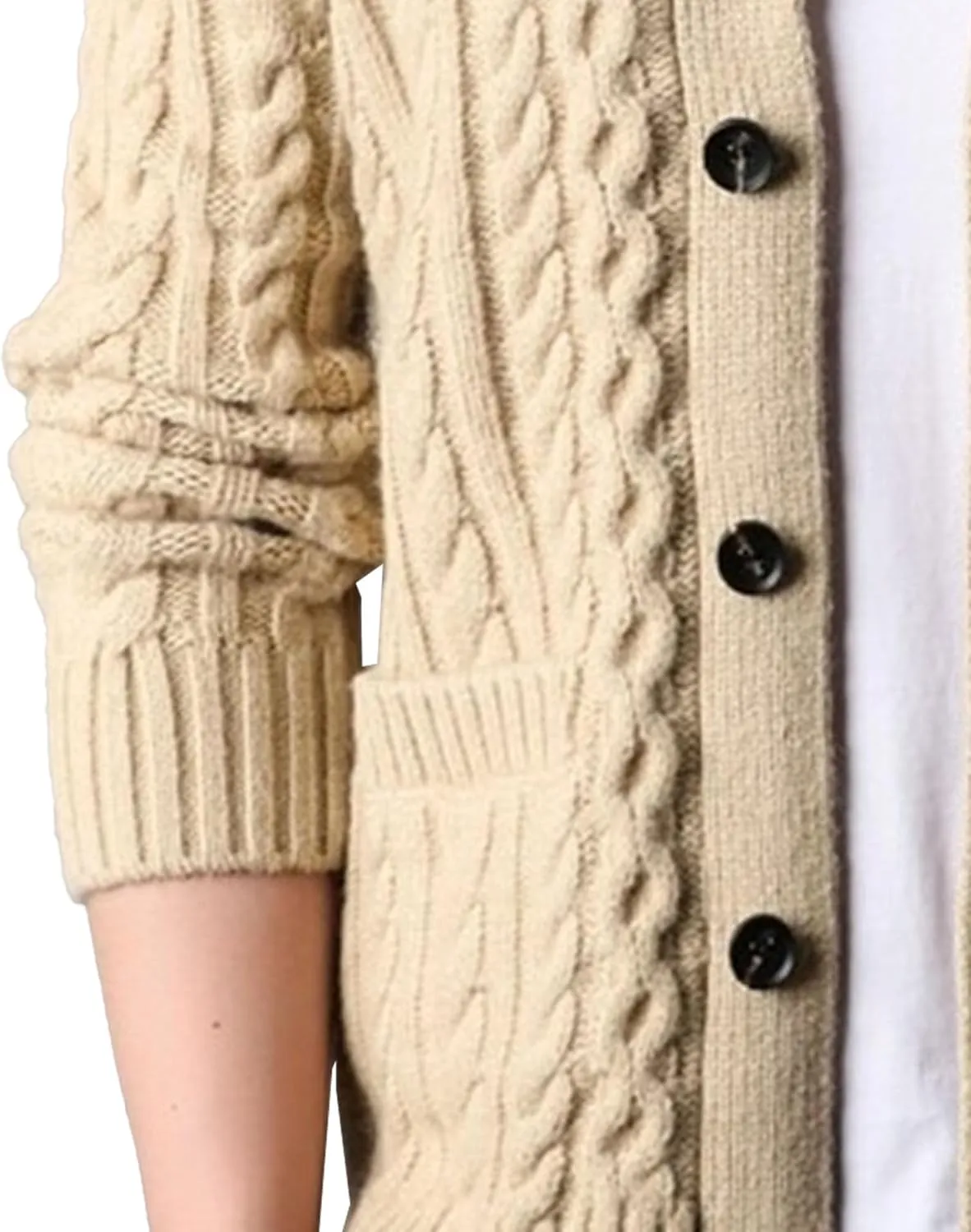 Mens Sweater Shawl Collar Cable Knit Cardigan Fashion Slim Fit Knit Clothes Coat Button Down Open Front Sweaters