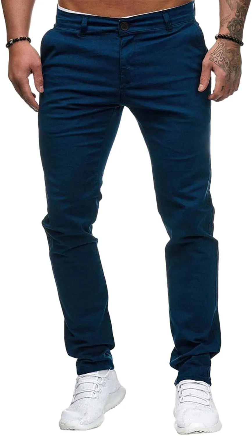 Mens Sweatpants Chinos Pants Men Slim Fit Stretch Casual Lightweight Pants Mid Waist Trousers Classic Slacks Elastic