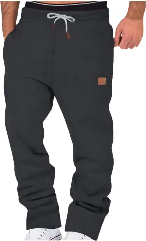 Mens Sweatpants Joggers Fleece Sweatpants Men Comfy Work Pants Straight Leg Elastic Waist Pants Drawstring Sweatpants