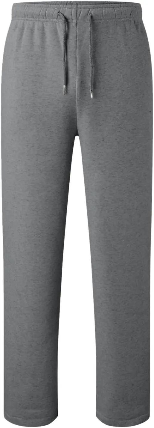 Mens Sweatpants with Pockets Lightweight Lace Up Workout Pants Fleece Lined Joggers Pants Casual Cotton Yoga Pants