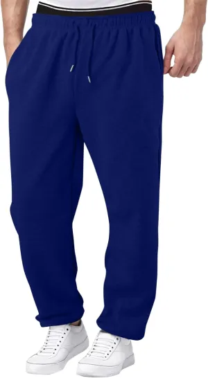 Mens Sweatpants with Pockets Lightweight Lace Up Workout Pants Fleece Lined Joggers Pants Casual Cotton Yoga Pants