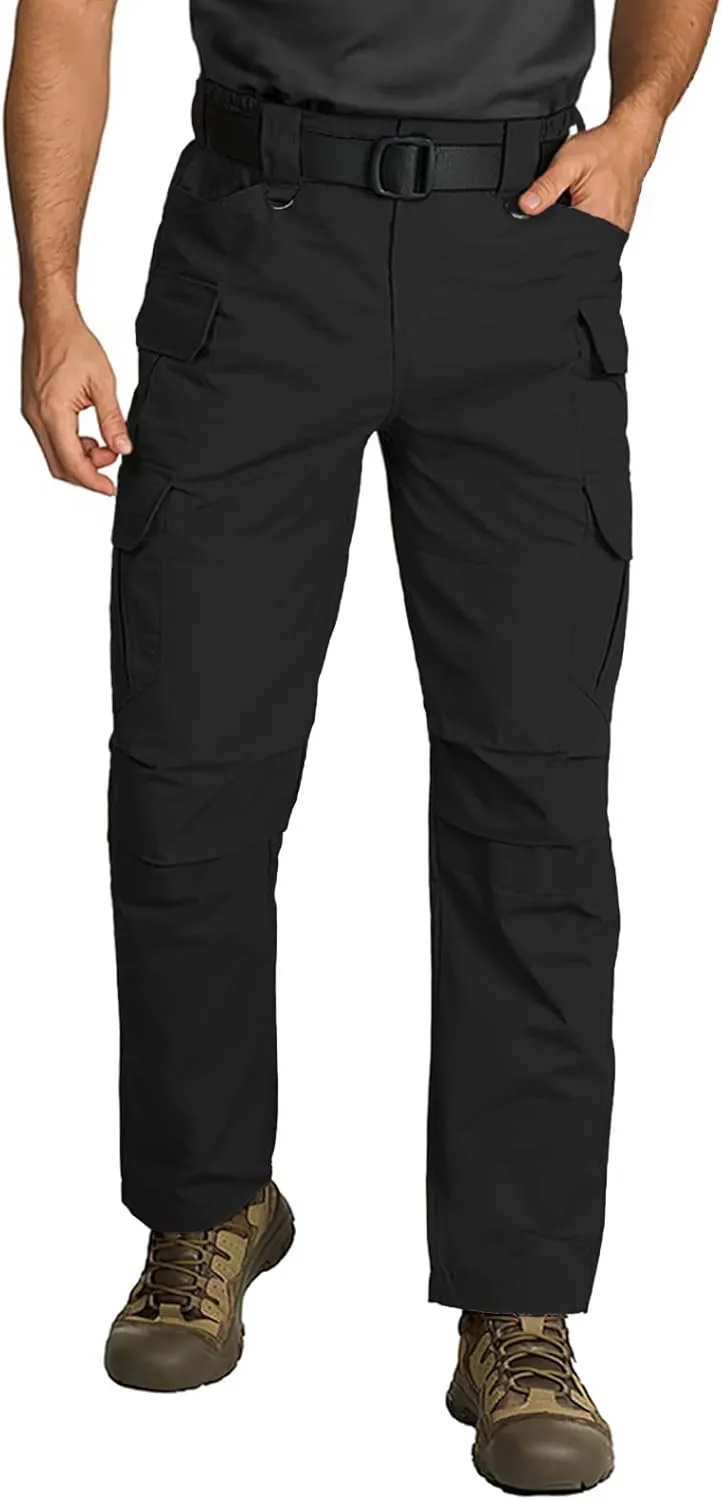 Men's Tactical Cargo Pants, Lightweight Water-Resistant, Ripstop Fabric for Hiking, Work, Outdoor Activities
