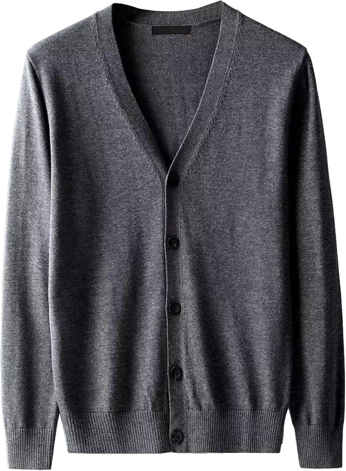 Men's V Neck Casual Lightweight Sweater Cardigan Solid Business Sweater Button Down Open Front Sweaters