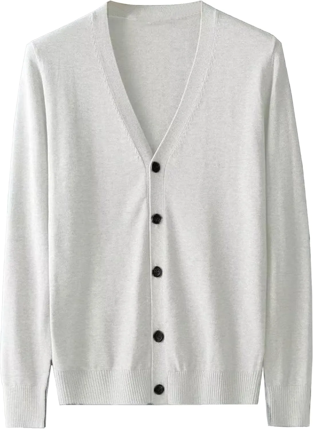 Men's V Neck Casual Lightweight Sweater Cardigan Solid Business Sweater Button Down Open Front Sweaters