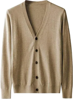 Men's V Neck Casual Lightweight Sweater Cardigan Solid Business Sweater Button Down Open Front Sweaters
