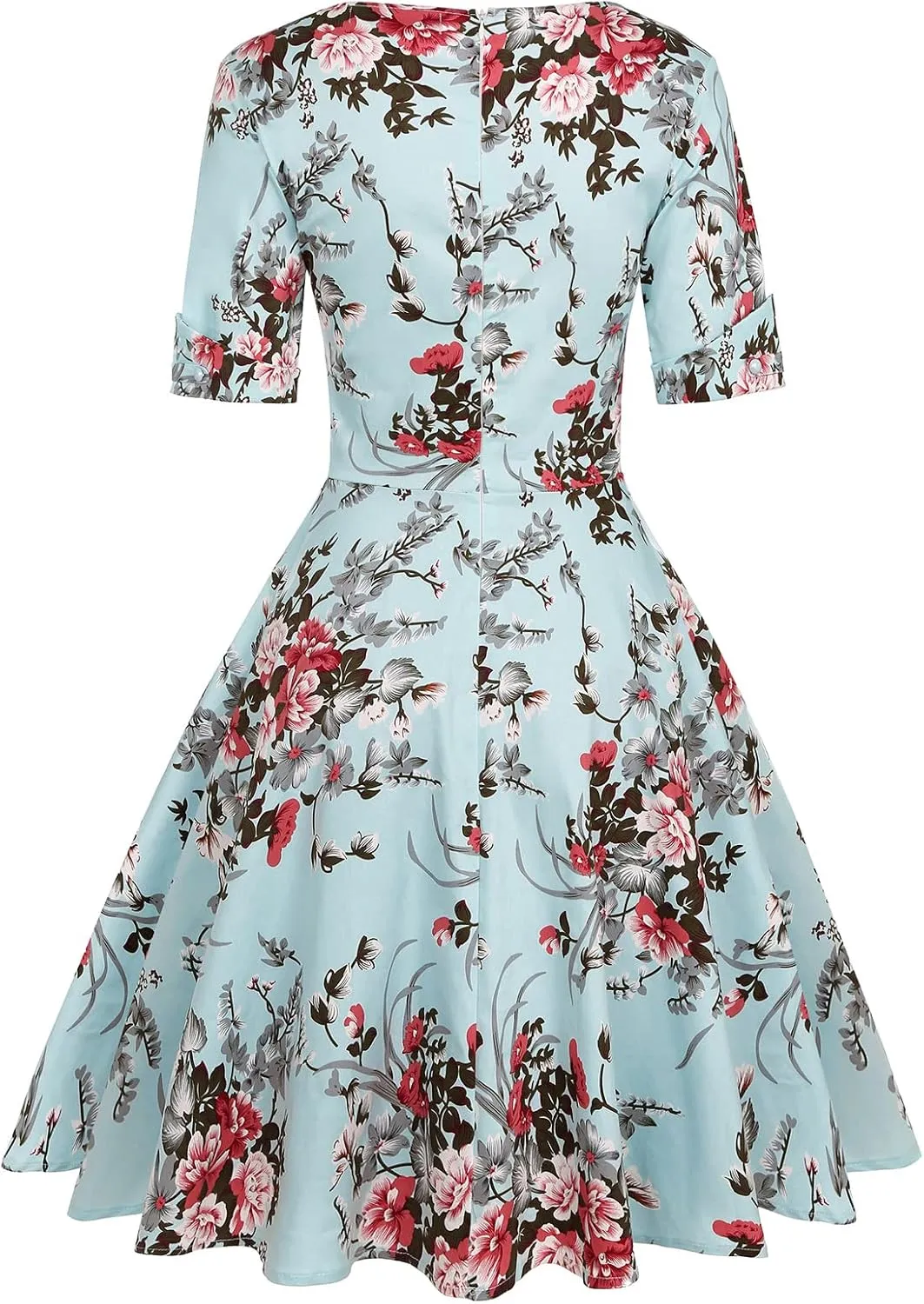 MINTLIMIT Women's 1950s Vintage Wrap V Neck Half Sleeve Retro Cocktail Swing Dress Plain A-line Dresses