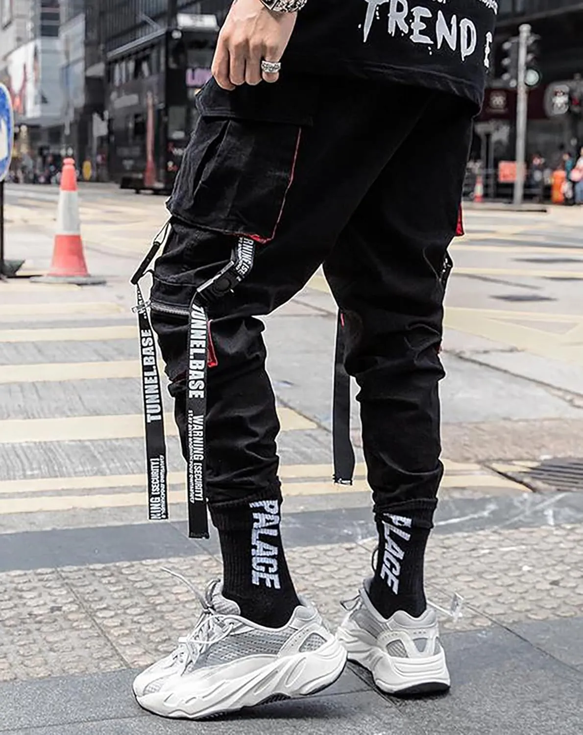 Niepce Inc Japanese Streetwear Cargo Pants for Men with Straps