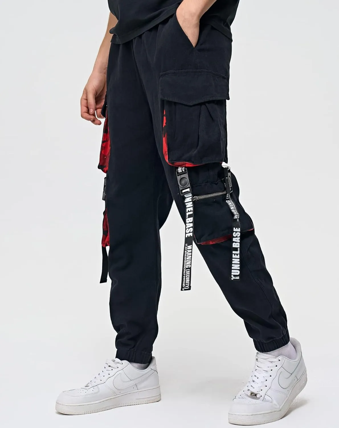 Niepce Inc Japanese Streetwear Cargo Pants for Men with Straps