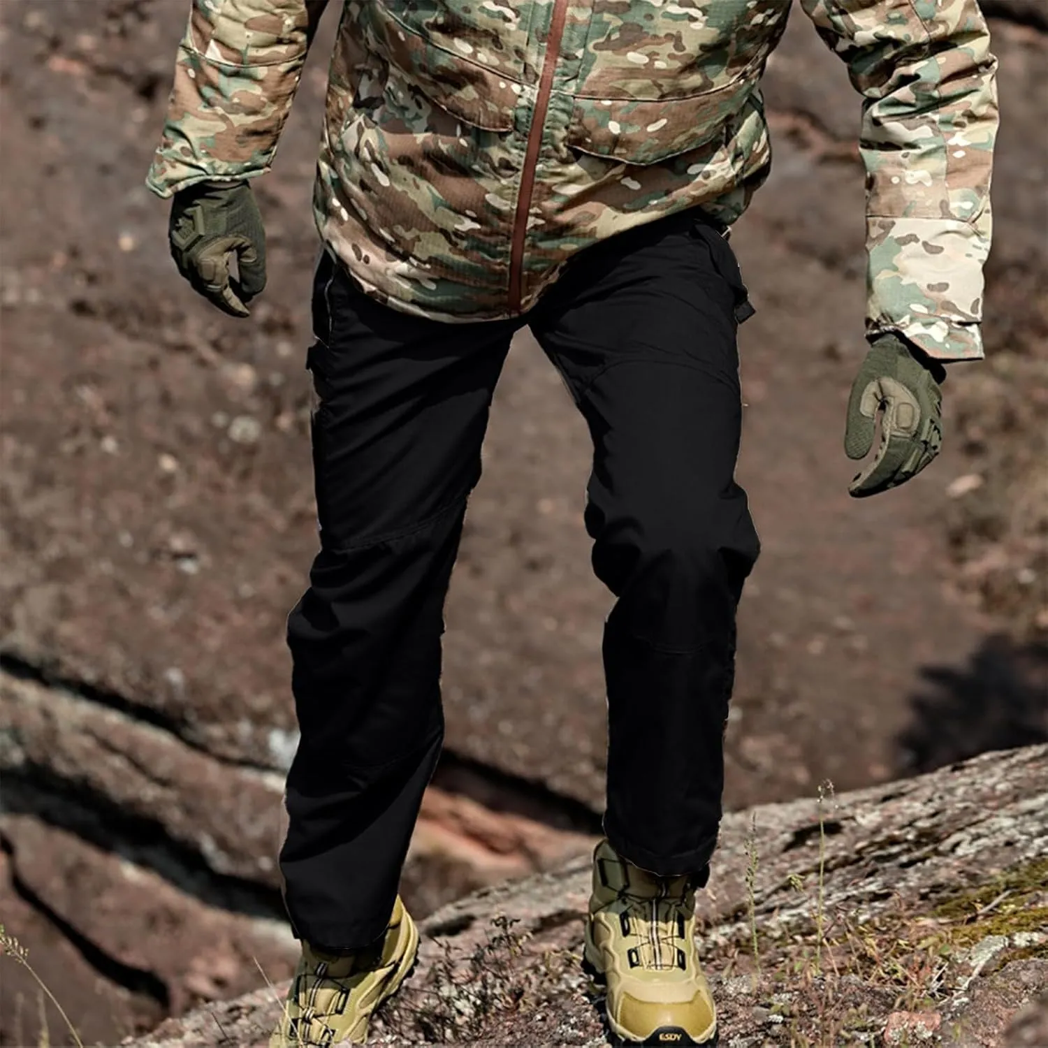 OIOLOYJM Military Cargo Pants for Men Hiking Stretchy Work Construction Camouflage Flexcamo - Tactical Waterproof Pants