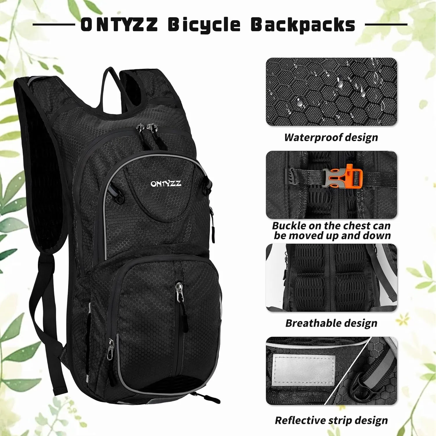 ONTYZZ Bicycle Backpack 12L Unisex Nylon Waterproof Bicycle Shoulder Rucksack Travel Backpack