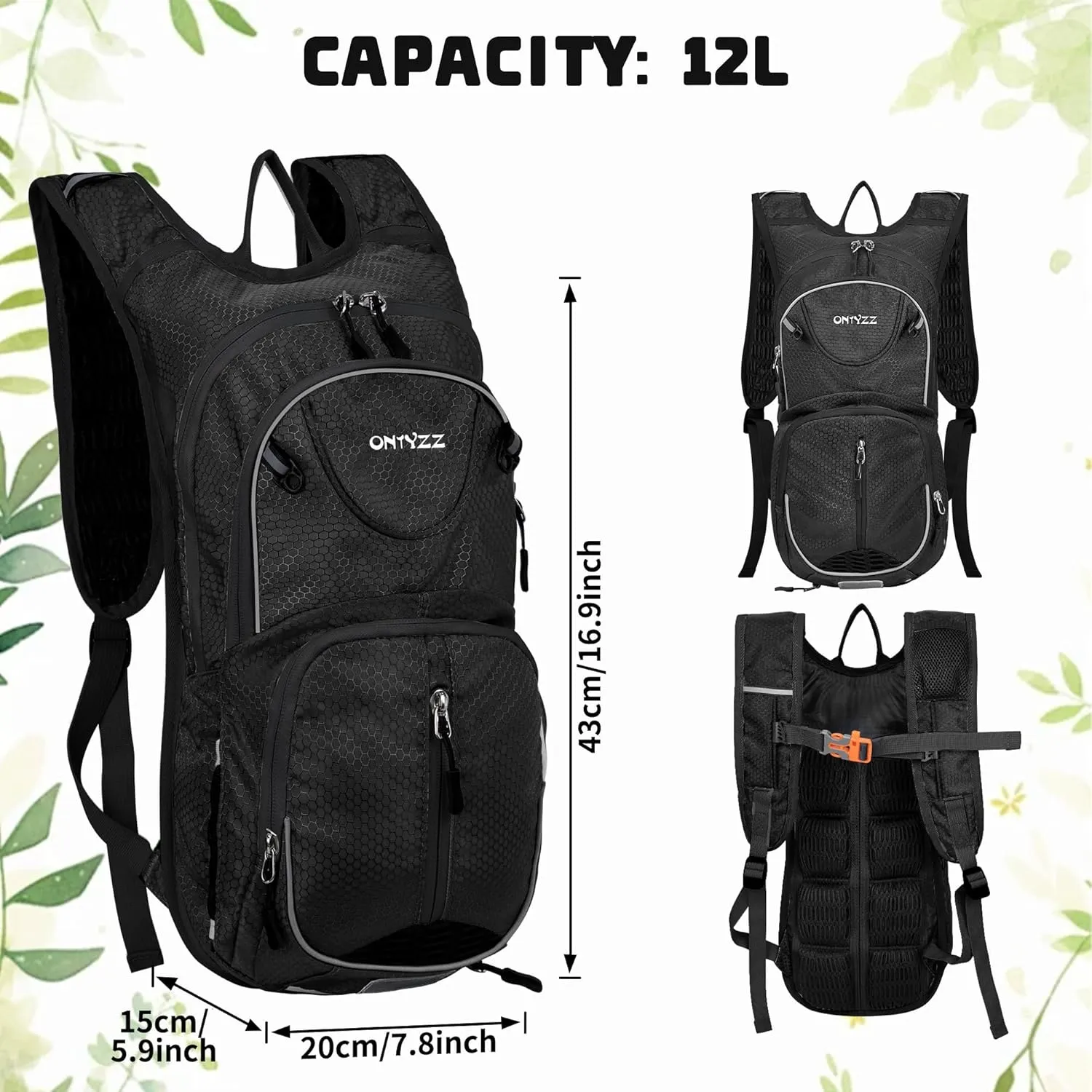 ONTYZZ Bicycle Backpack 12L Unisex Nylon Waterproof Bicycle Shoulder Rucksack Travel Backpack