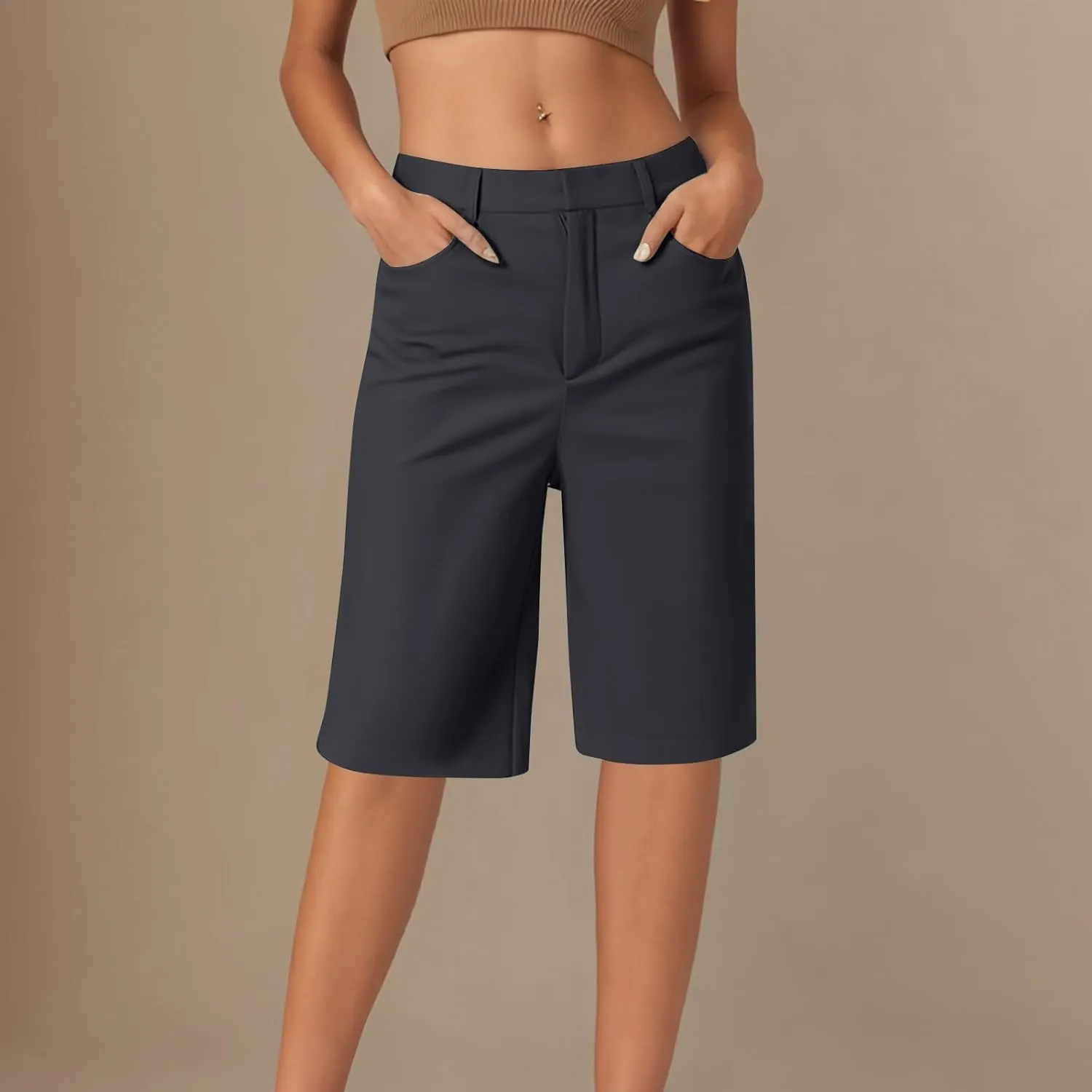 Plus Size Bermuda Shorts for Women Knee Length Shorts Women Dressy Casual Loose Work Shorts Golf Shorts with Pockets