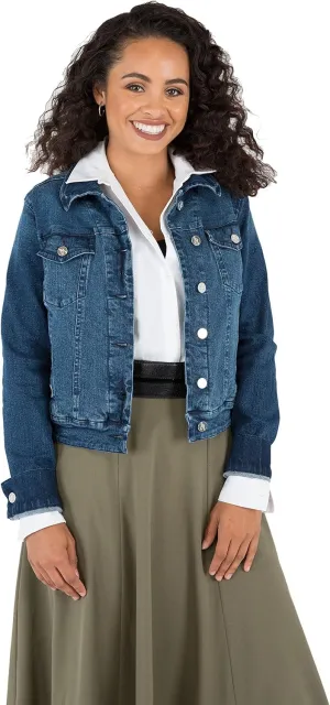 Poetic Justice Curvy Women's Dark Blue Antique Wash Denim Jackets