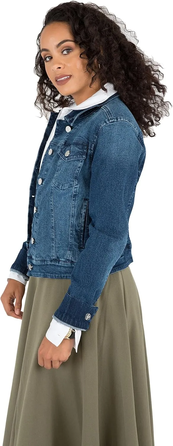 Poetic Justice Curvy Women's Dark Blue Antique Wash Denim Jackets