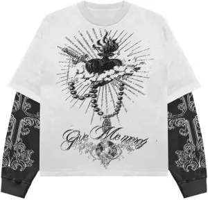 Rapper Graphic Tee Y2k Men Fake Two Piece Streetwear Shirt Vintage Long Sleeve T Shirt Emo Grunge 2000s