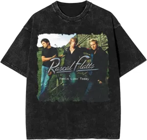Rascal Music Flatts Vintage Oversized T Shirt Cotton Summer Crew Neck Short Sleeves Shirts Unisex