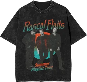 Rascal Music Flatts Vintage Oversized T Shirt Cotton Summer Crew Neck Short Sleeves Shirts Unisex