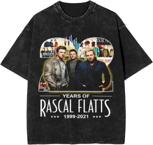 Rascal Music Flatts Vintage Oversized T Shirt Cotton Summer Crew Neck Short Sleeves Shirts Unisex