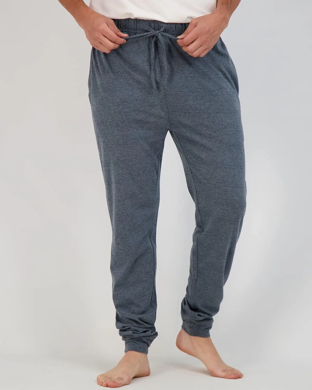 Real Essentials 3 Pack: Men's Cotton Jersey Soft Jogger Sleep Lounge Pajama Drawstring & Pockets (Available in Big & Tall)
