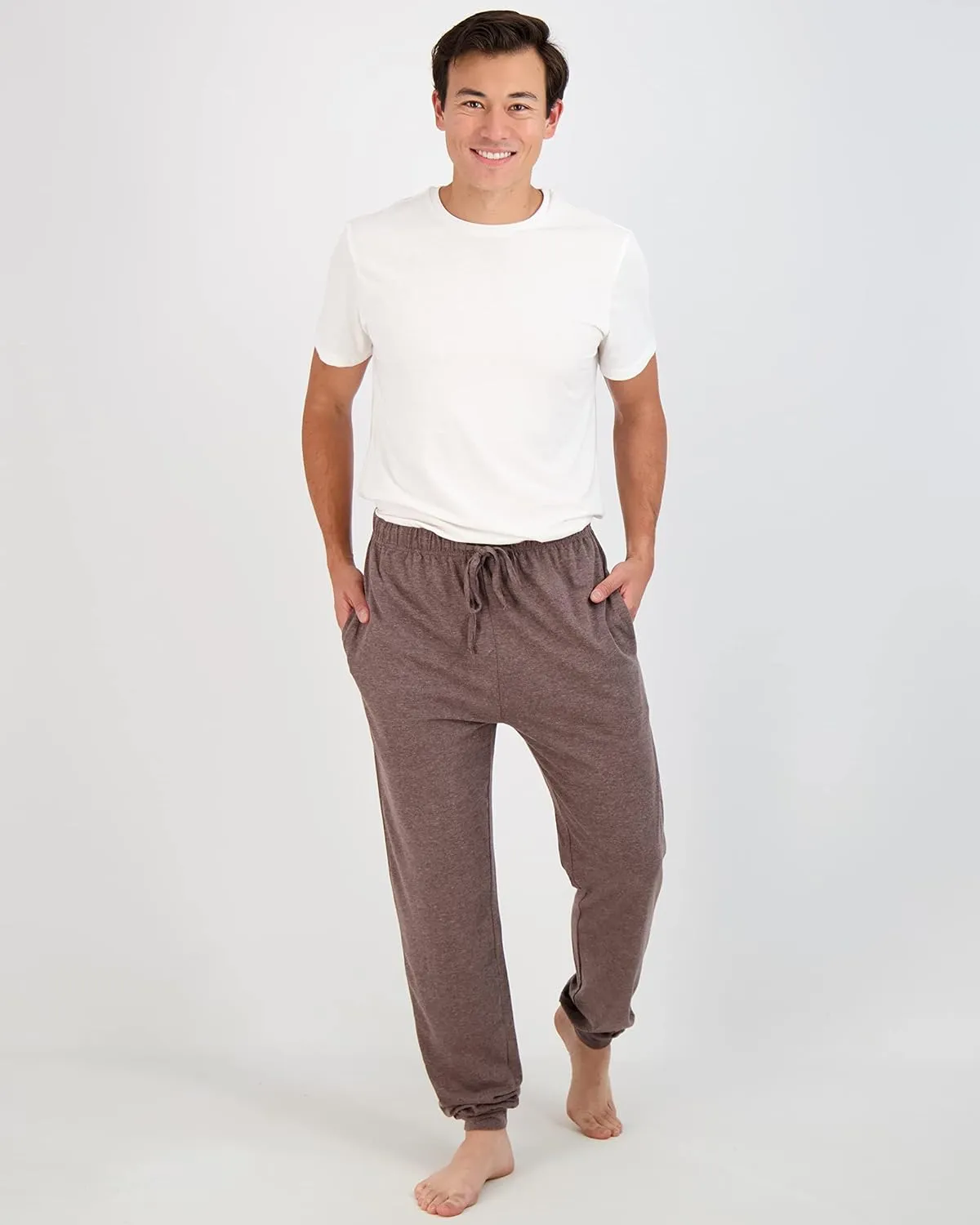 Real Essentials 3 Pack: Men's Cotton Jersey Soft Jogger Sleep Lounge Pajama Drawstring & Pockets (Available in Big & Tall)