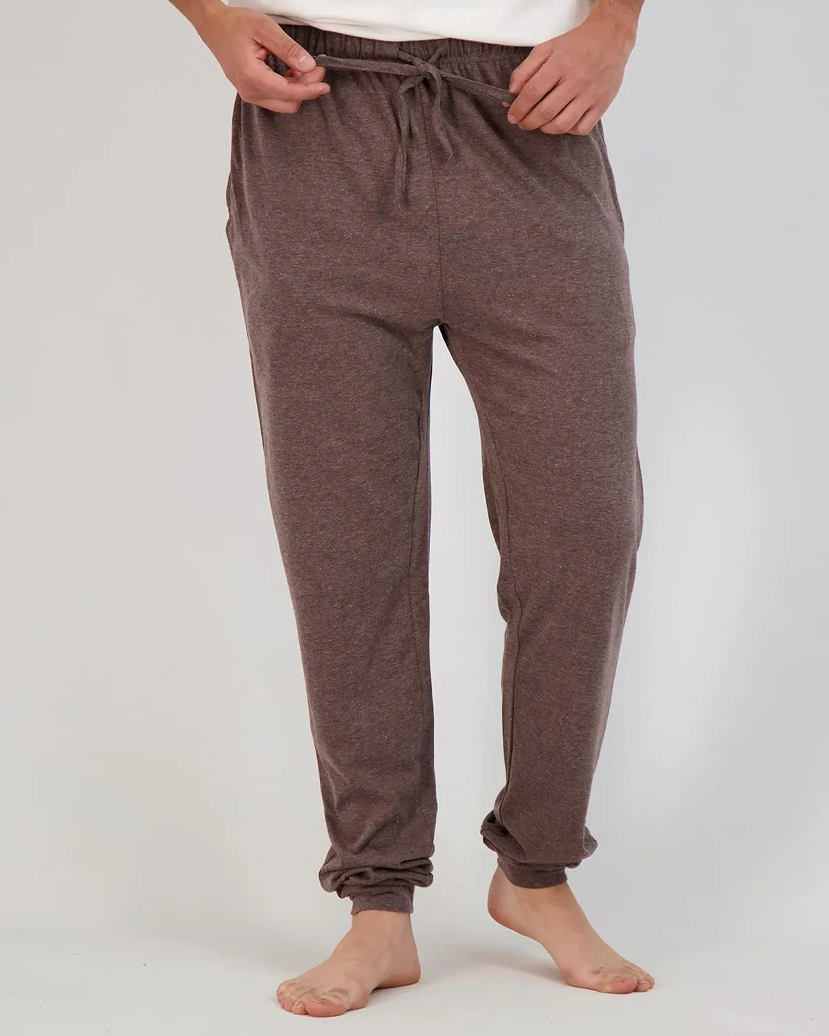Real Essentials 3 Pack: Men's Cotton Jersey Soft Jogger Sleep Lounge Pajama Drawstring & Pockets (Available in Big & Tall)