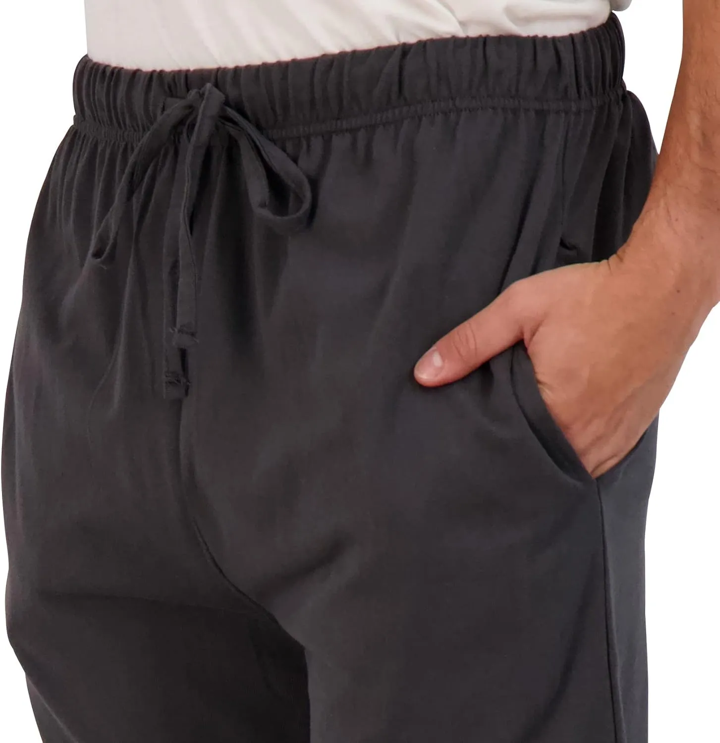 Real Essentials 3 Pack: Men's Cotton Jersey Soft Jogger Sleep Lounge Pajama Drawstring & Pockets (Available in Big & Tall)