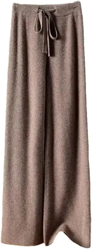 REHJJDFD Women's Solid Knit Wide Leg Pants Loose Trend Straight Pant Winter Versatile Casual High Waist Trousers