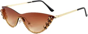 Rhinestone Cat Eye Sunglasses Tide Street Style Party Sunglasses Women's Thin Retro Women's Eyewear
