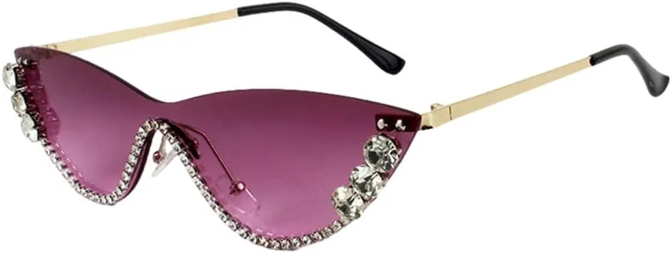 Rhinestone Cat Eye Sunglasses Tide Street Style Party Sunglasses Women's Thin Retro Women's Eyewear