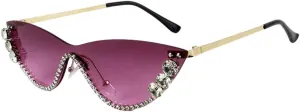 Rhinestone Cat Eye Sunglasses Tide Street Style Party Sunglasses Women's Thin Retro Women's Eyewear