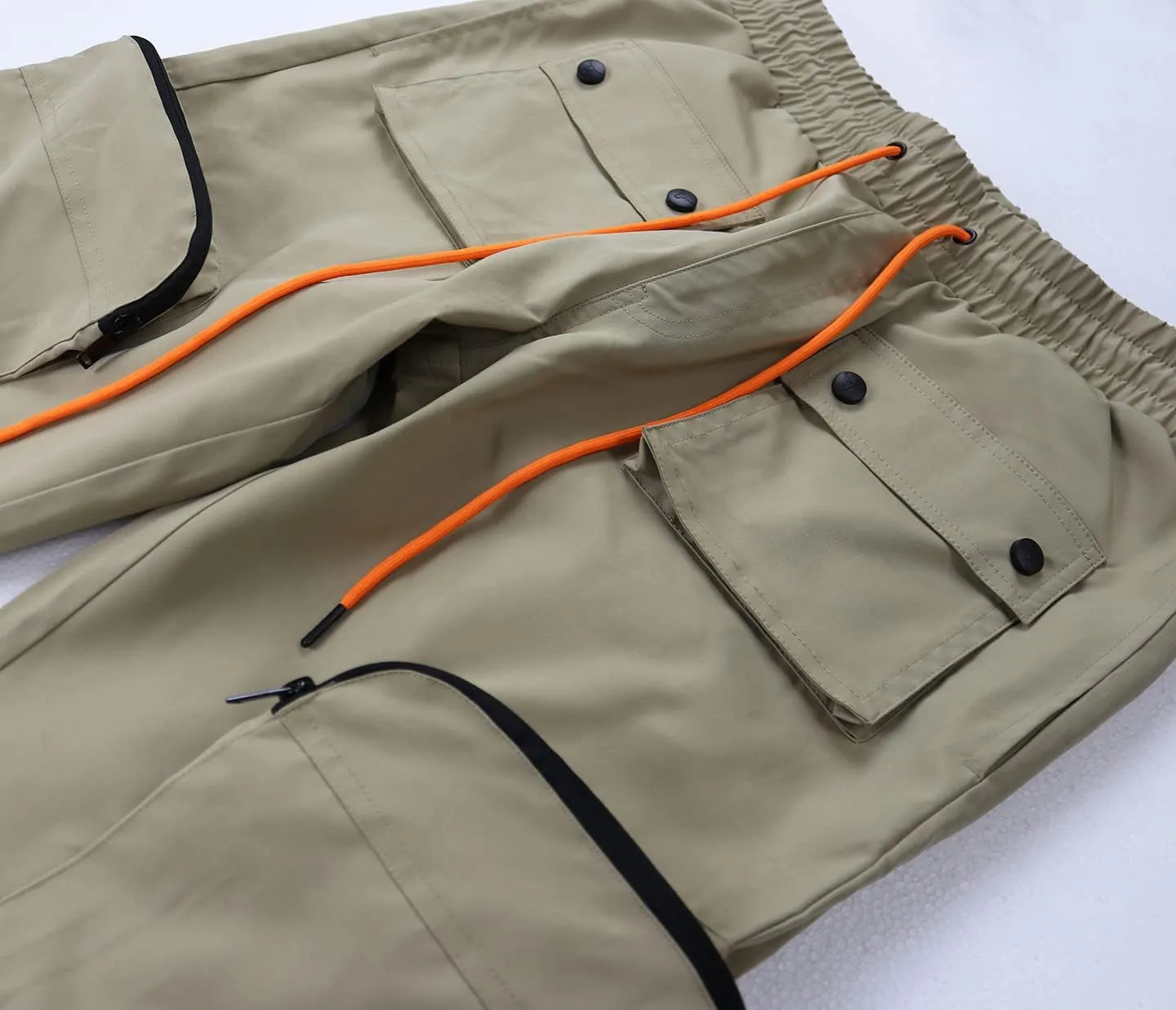 SCREENSHOT Mens Premium Multifunctional Utility Nylon Cargo Shorts - Crisp Shell Fabric 3D Pockets Hiking Tapered Bottoms