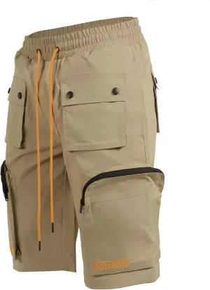 SCREENSHOT Mens Premium Multifunctional Utility Nylon Cargo Shorts - Crisp Shell Fabric 3D Pockets Hiking Tapered Bottoms