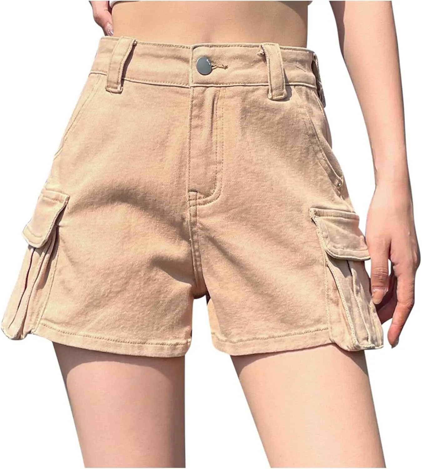 Shorts for Women High Waisted A-Line Wide Leg Cargo Summer Shorts Outdoor Workout Travel Denim Pull On Shorts