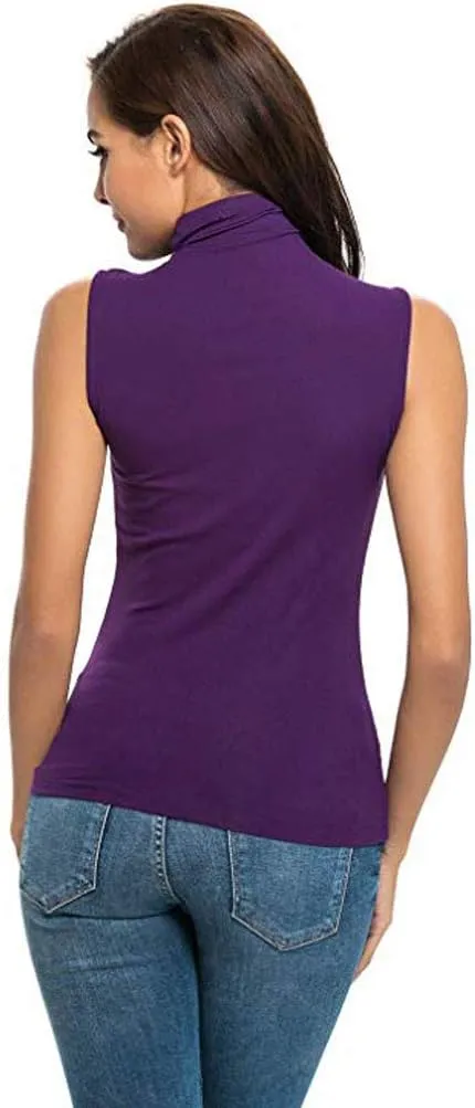 Sleeveless Turtleneck Tops for Women Plus Size Mock High Neck Tank Tops Slim Fitted Undershirt Basic Layer Tees