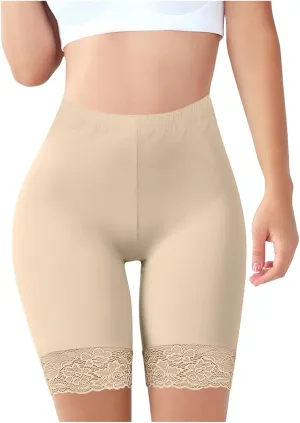 Slim Fit Shorts Women Stretch Smooth Lace Trim Workout Yoga Shorts Under Dresses Comfortable Workout Biker Shorts