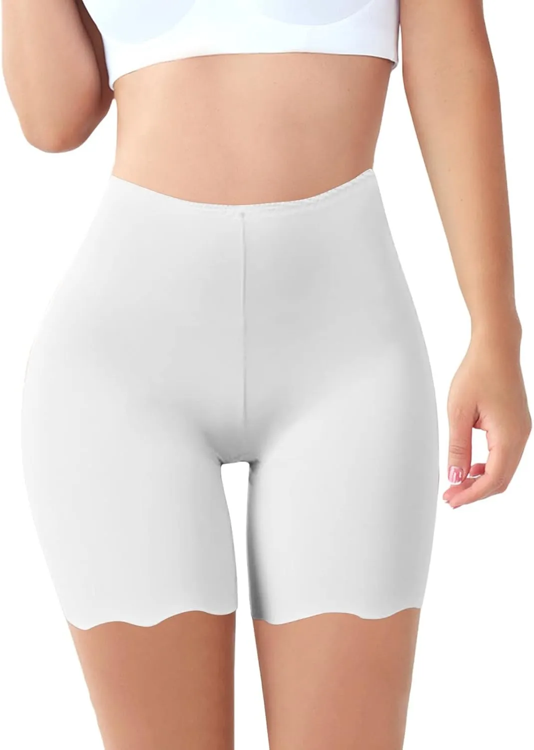 Slim Fit Shorts Women Stretch Smooth Lace Trim Workout Yoga Shorts Under Dresses Comfortable Workout Biker Shorts