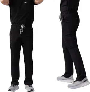 Socotra Men's Straight Scrub Pants - Moisture Wicking, Flexible, Sleek Tapered Slim Fit Scrubs Pants with 8 Pockets