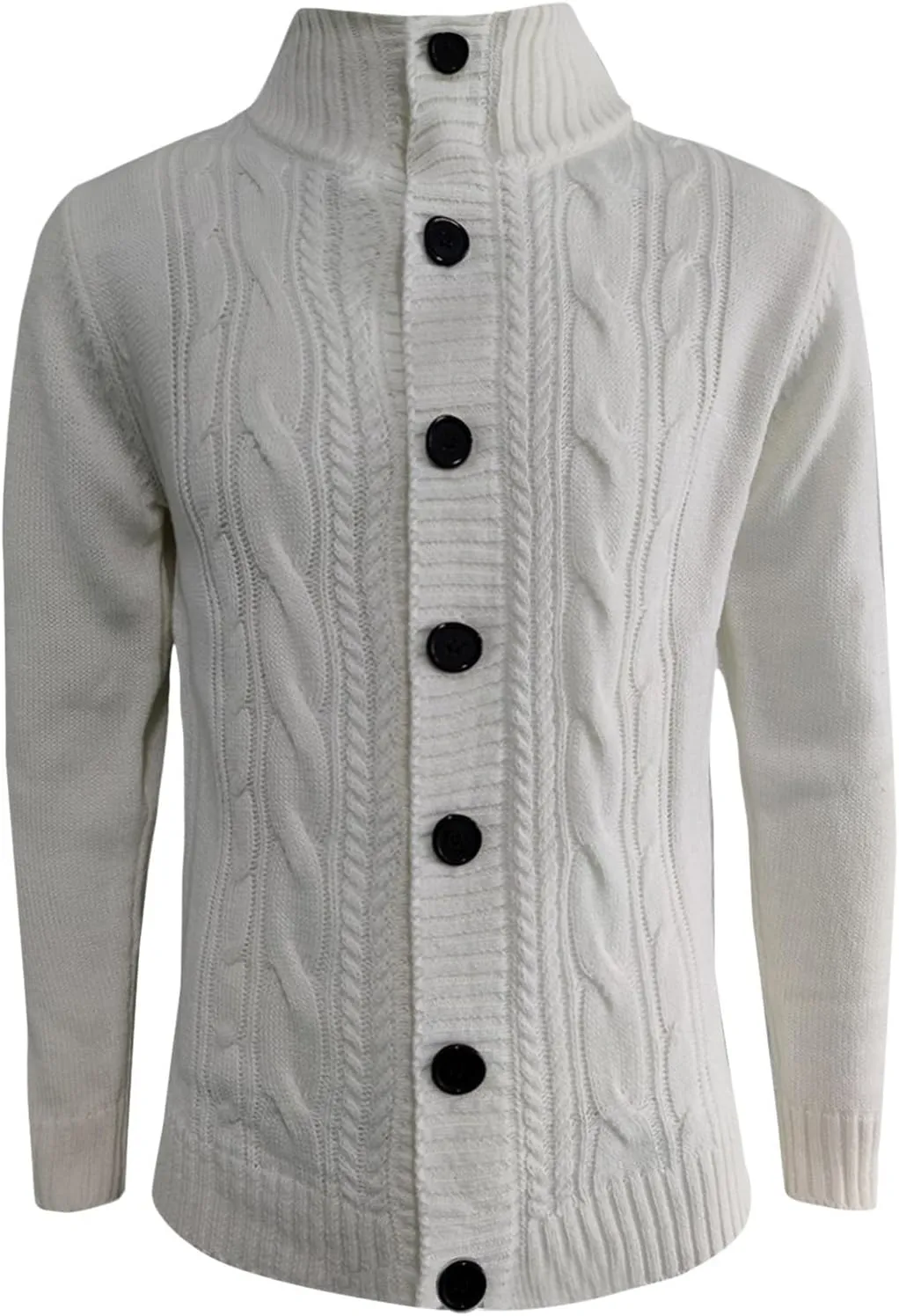 SUWBMHWE Men's Shawl Collar Cable Knitted Cardigan Sweaters Button Down Loose Fit Knitwear Open Front Sweaters Winter Outwear