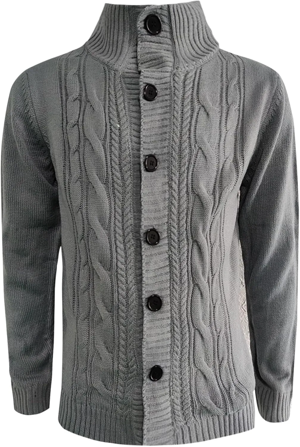 SUWBMHWE Men's Shawl Collar Cable Knitted Cardigan Sweaters Button Down Loose Fit Knitwear Open Front Sweaters Winter Outwear
