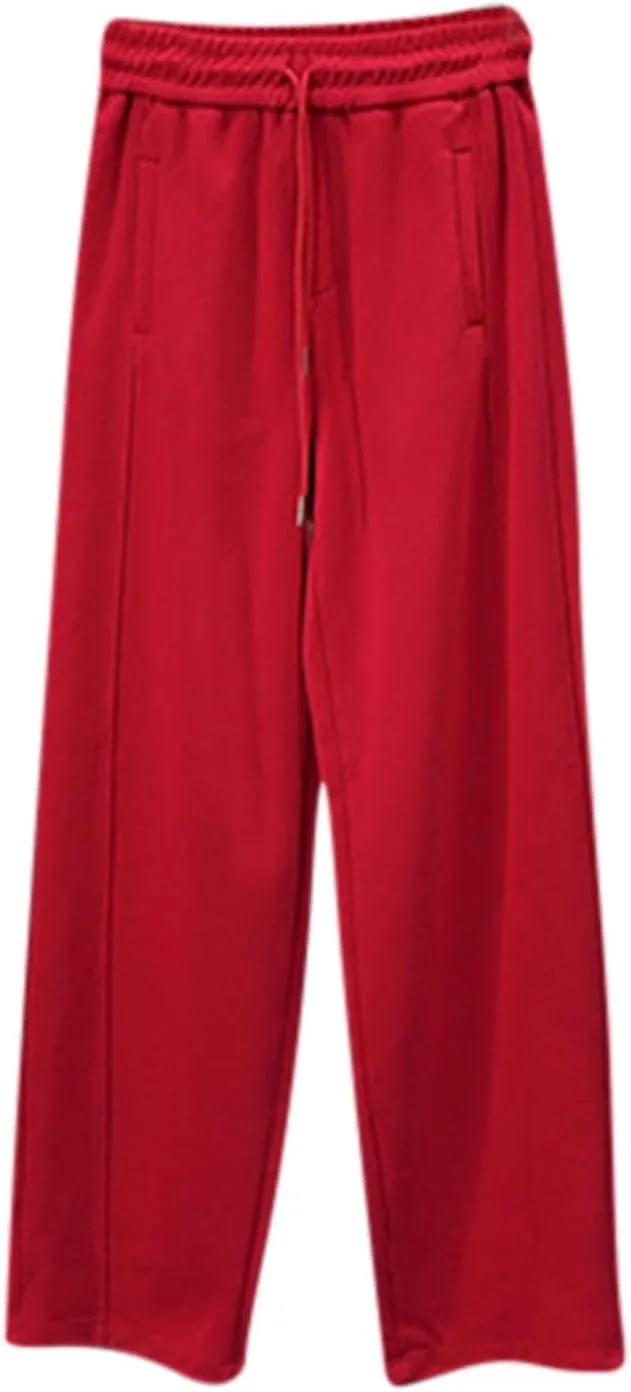 Sweatpants for Womens Straight Leg Fleece Lined Sports Pants Casual Workout Joggers Drawstring High Waist Trousers