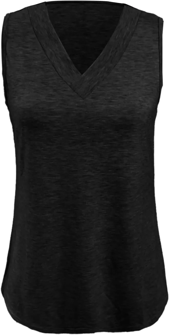 Tank Tops for Women Summer V Neck T Shirts Dressy Casual Sleeveless Comfy Tees Loose Vacation Beach Fashion