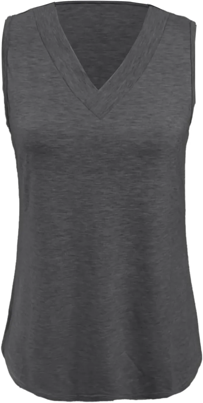 Tank Tops for Women Summer V Neck T-Shirts Dressy Casual Sleeveless Comfy Tshirt Loose Fashion 2025